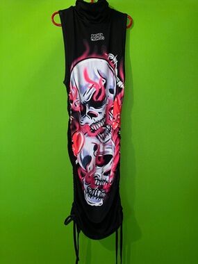 Broken Promises Bodycon Hot Pink Skull Dress